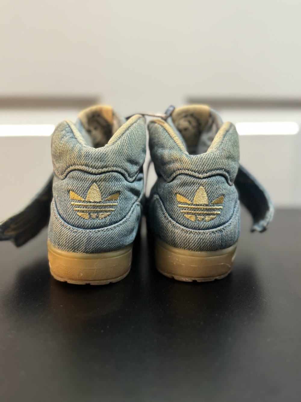 Jeremy Scott x Adidas Kids Denim High-Top Sneakers with Gold Wing Embroidery - Picture 4 of 12